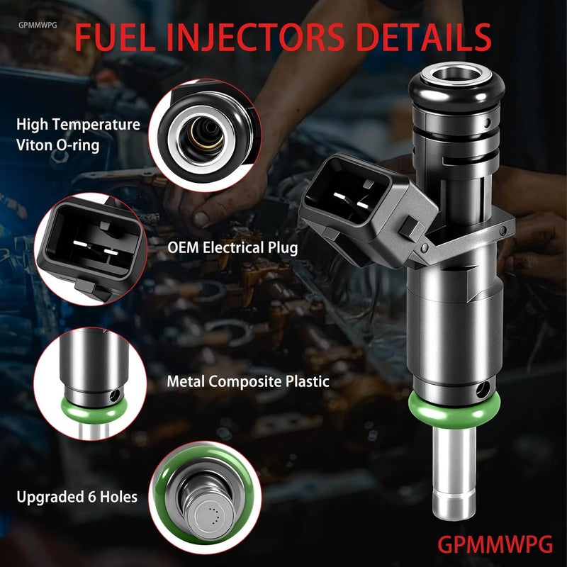 GPMMWPG 6Pcs Fuel Injectors 7531634 FJ748 Injector 6Holes Compatible with BMW 328i 330i 530i 128i X3 X5 Z4 525i 528i 325xi 2006 2007 2008 2009 2010 2011 2012 3.0L Engine 13537531634 Set of 6 - Image 3